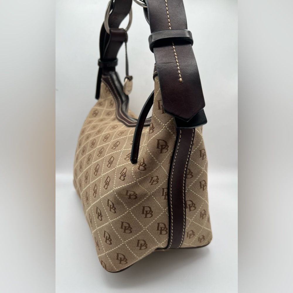 Brown Dooney & Bourke Canvas Monogram with Leather Trim Hobo - Picture 3 of 15